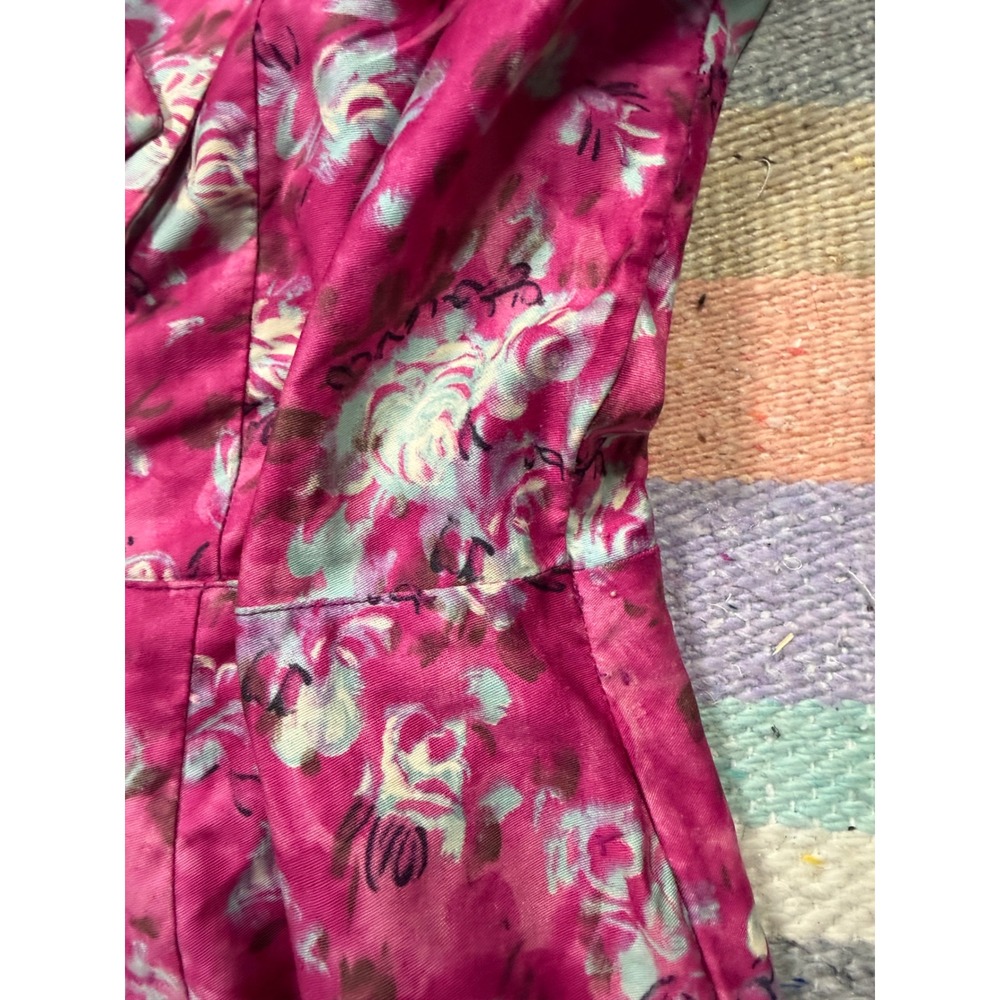 Vintage Handmade Dress M L One of a Kind Novelty Print Retro Midi Belted - Picture 7 of 7
